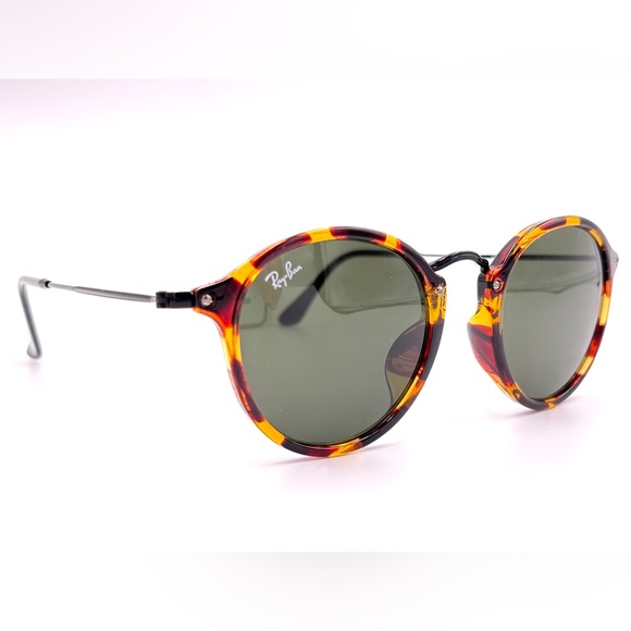 Beautiful Ray-Ban Round Fleck Sunglasses Rb2447 Unisex Black Havana 49-21-145 - Picture 3 of 14